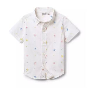 Janie and Jack Baby Floral Seersucker Shirt in White Floral Size 18/24 M